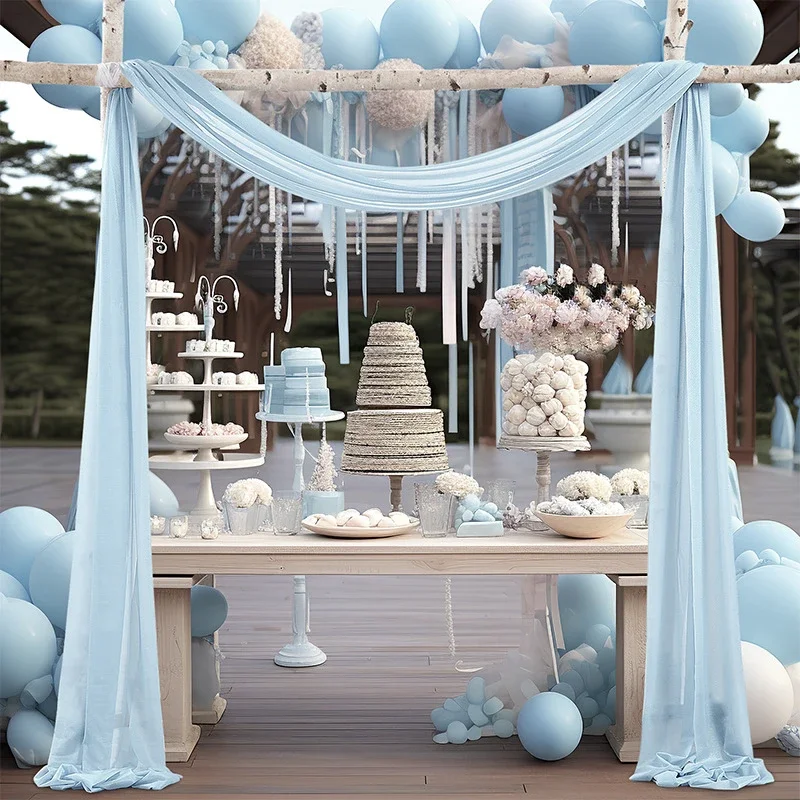 Elegant Sage Green Sheer Draping Curtains for Wedding and Event Decor