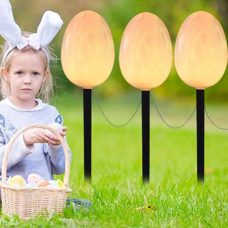 Easter Egg Lights Egg Landscape Ground Lights With Stake Waterproof Path Lamp Decorative Yard Art Holiday Decorations For Garden