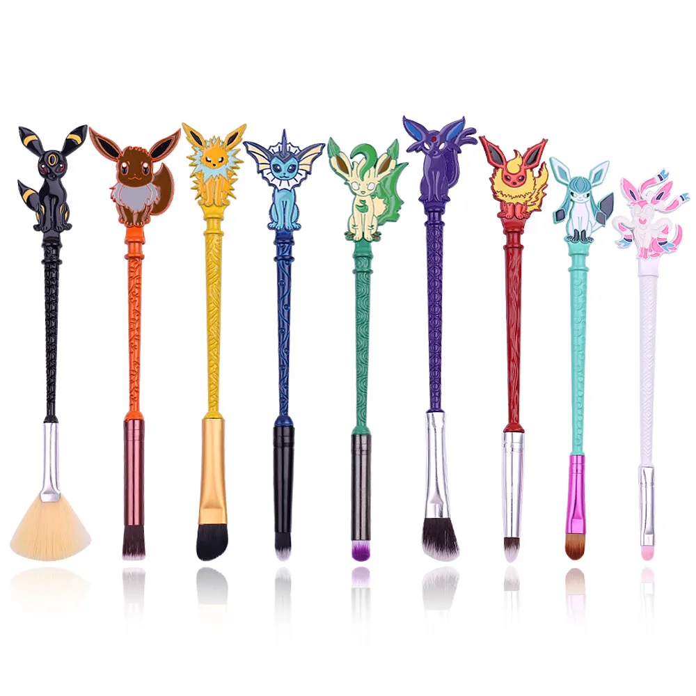 

9pcs Pokemon Makeup Brushes Set Kawaii Anime Pokémon Periphery Metal Makeup Brush Foundation Blush Make Up Brush Beauty Tools