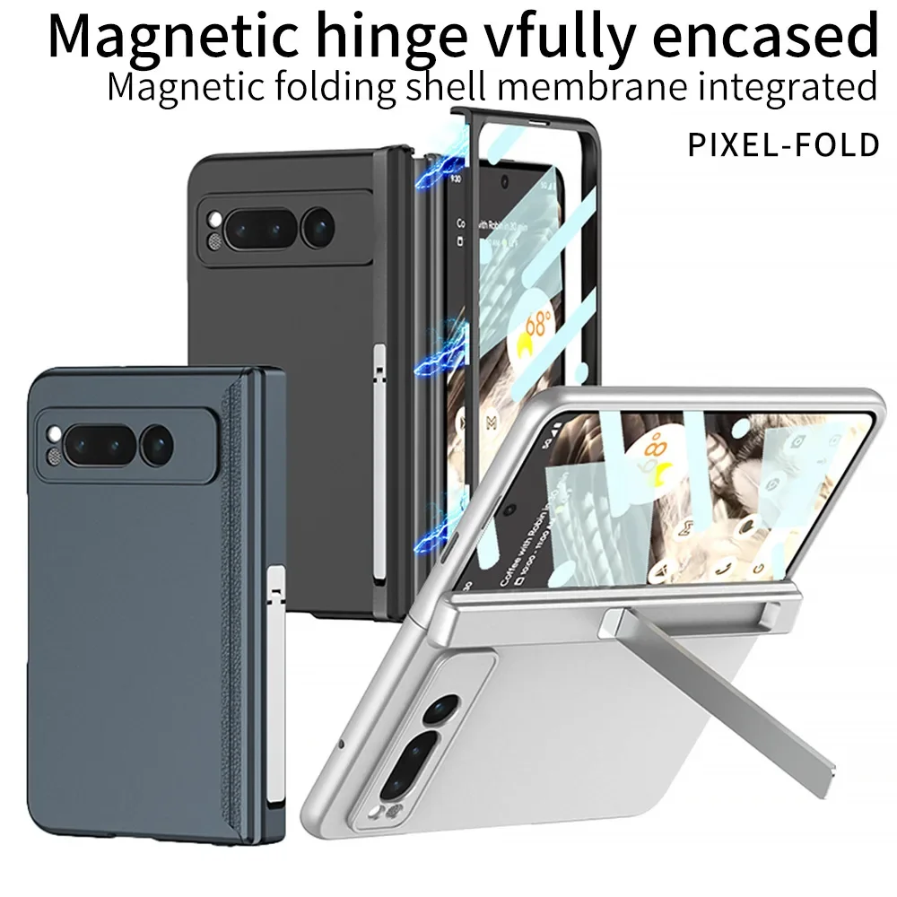 

Складная магнитная подставка с петлей для Google Pixel, с закаленной пленкой, приятная для кожи матовая жесткая Противоударная защитная задняя крышка