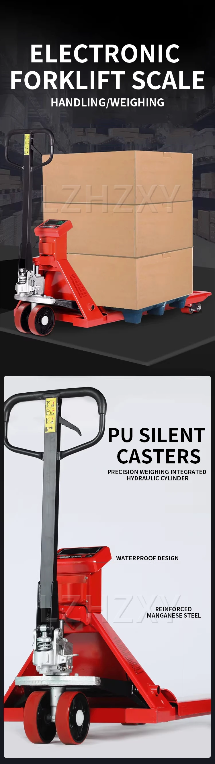 Electronic Forklift Scale, 2-Ton Capacity, 0.1-kg High-Precision Weighing Trolle