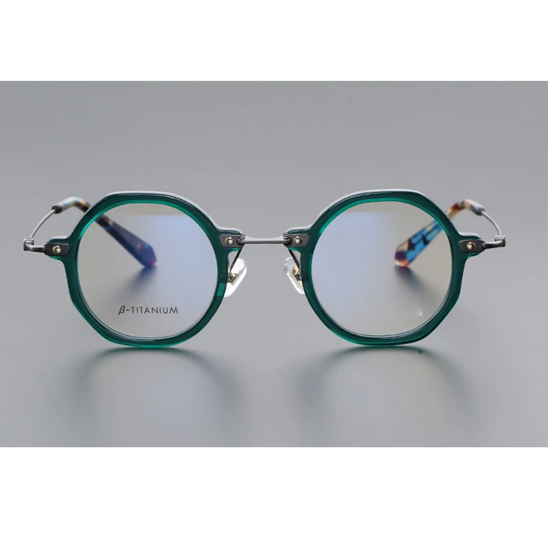

Personality Niche Small Face Round Frame Green Gray Black Color With Anti-blue Light Myopia Glasses Discoloration