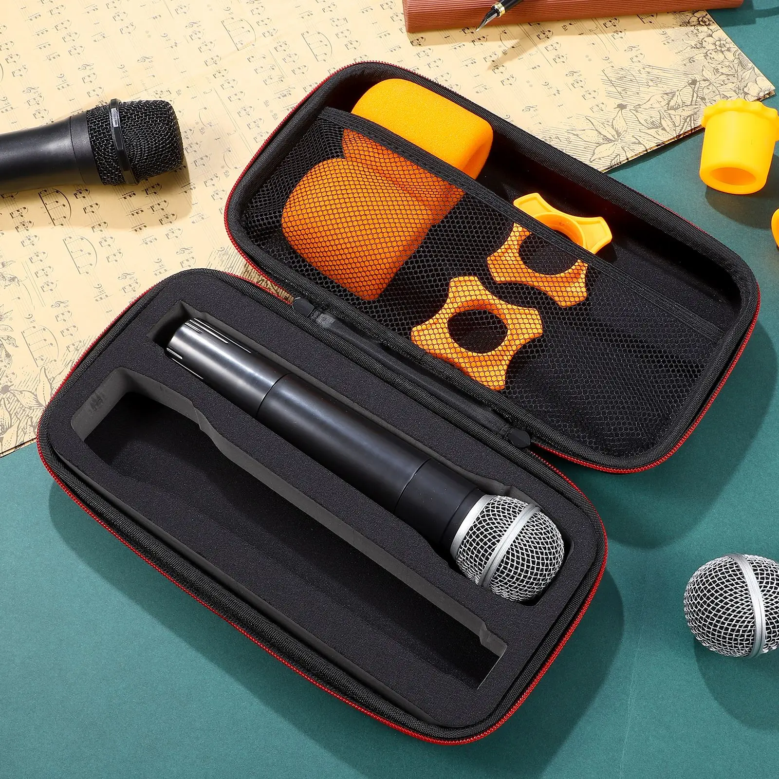 

wireless microphone storage bag portable hand-held multi-functional storage protective box microphone EVA storage bag