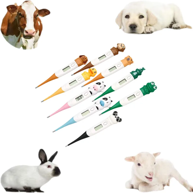 Pet Thermometer Digital LED Veterinary Medical Farm Soft Head Waterproof 10 PCS For Cattles Horse Sheep Pigs Fast Readings animal thermometer