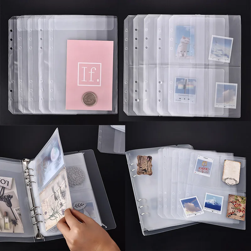 A5 Binder Pockets Zipper Transparent Folders DIY Photocard Stamp Album Storage Book Holder Document Filing Bags