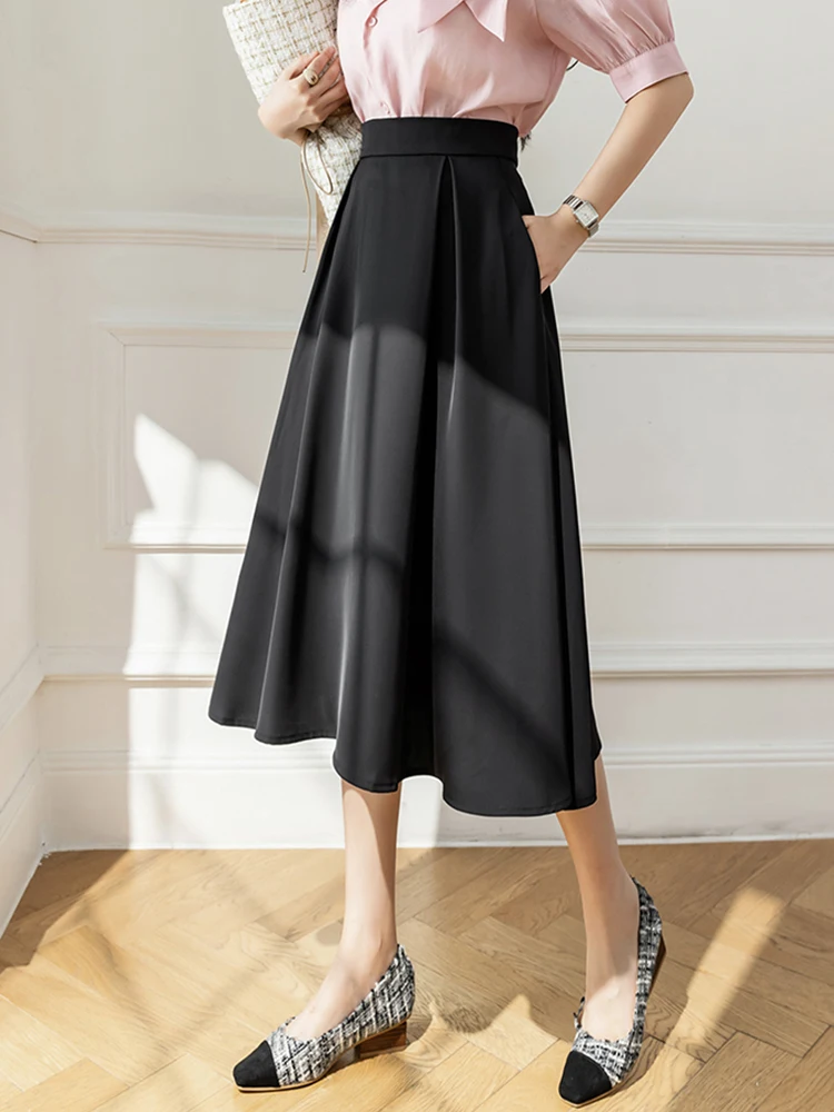 Fashion Korean Style Women's Maxi Skirts High Waist Office Wear A - Main Image