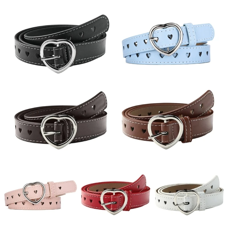 

LoveHeart Buckle Waist Belt Subcultures Pin Buckle Belt Waistband Hollowout Belt for Jeans Pants Women PU Waiststrap