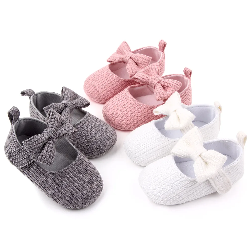 Baby Shoes Soft Sole Shoes Baby Princess Shoe Baby Girl Bowknot Shoes Breathable Soft Sole Anti-Slip First Walkers Prewalker Crib Shoes