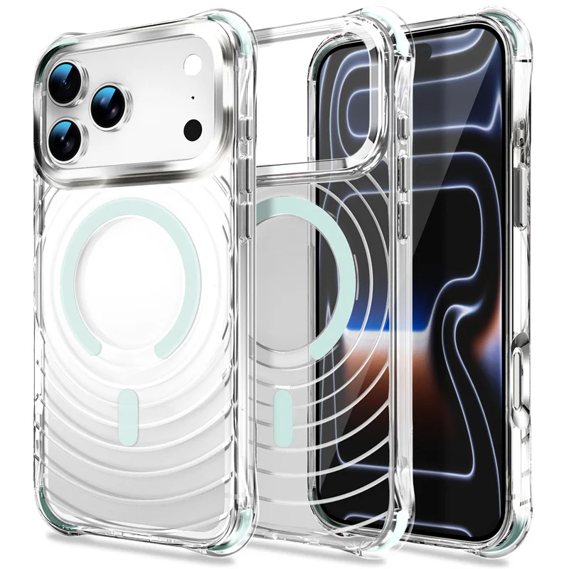 For Magsafe Magnetic Wireless Charge Cover For iPhone 18 17 Pro Max iPhone 18Pro Case Luxury Clear Transparent Shockproof Fundas