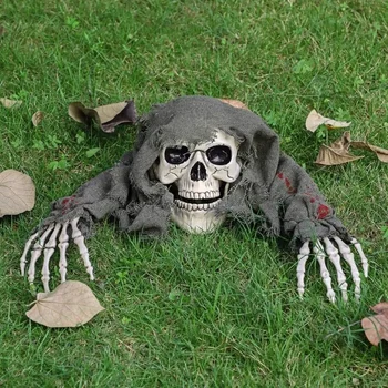 3Pc/Set Halloween Skull Ghost Head Decor Crawling Ghost Trick Simulation Skull Arm Decoration Haunted House Halloween Decoration