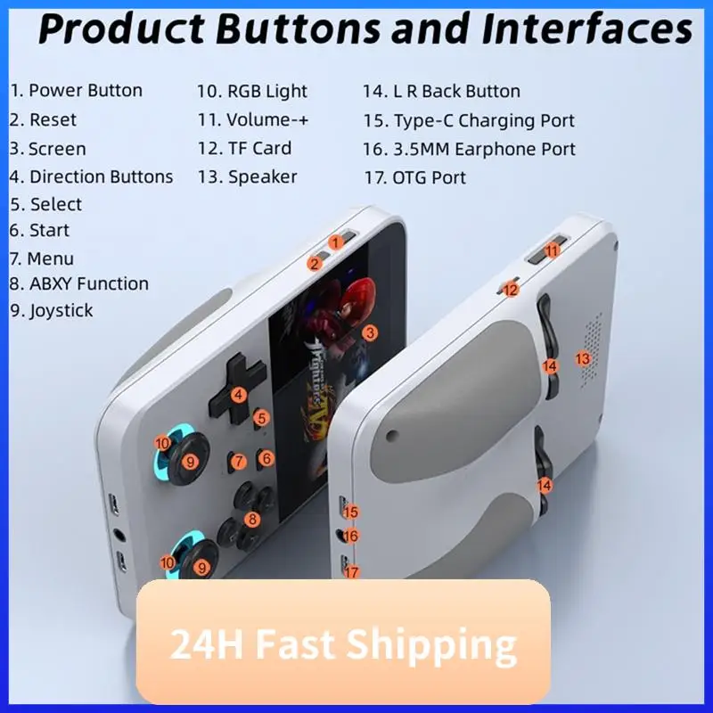 T30C New D007PLUS Handheld Video Game Console 10000+ Games 3.5 Inch IPS Screen Linux System Retro Game Players