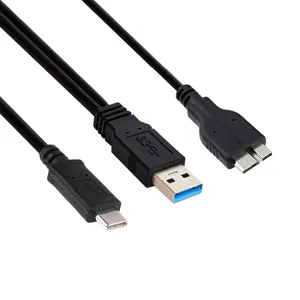 Combo USB-C USB 3.1 Type-C & USB3.0 Type-A Host to Micro USB 3.0 Target Data Cable for Disk