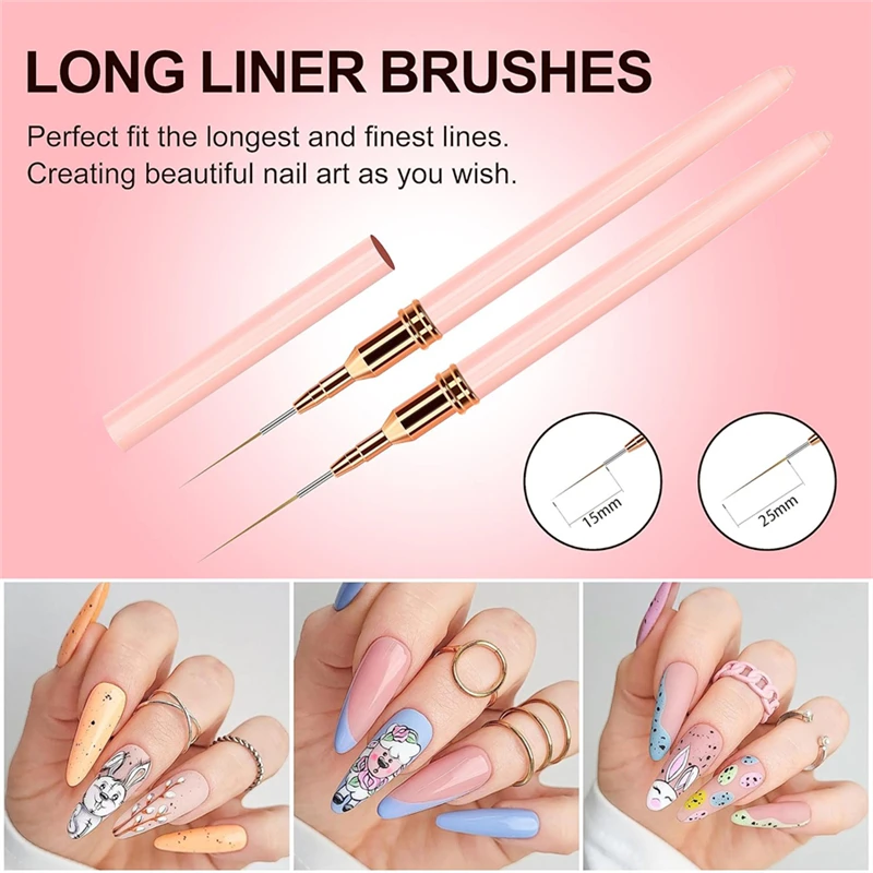 5 Pieces Set Liner Brush for Nail Art Painting,Fine Liner Brushes for Nails,Liner Nail Brush Set for Acrylic 5