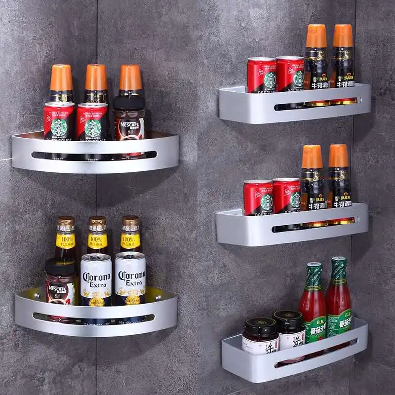 Kitchen Shelf Wall Shelf Storage Organizer Spice Rack Storage Shelves Rack Kitchen pantry Nail-free Space Aluminium