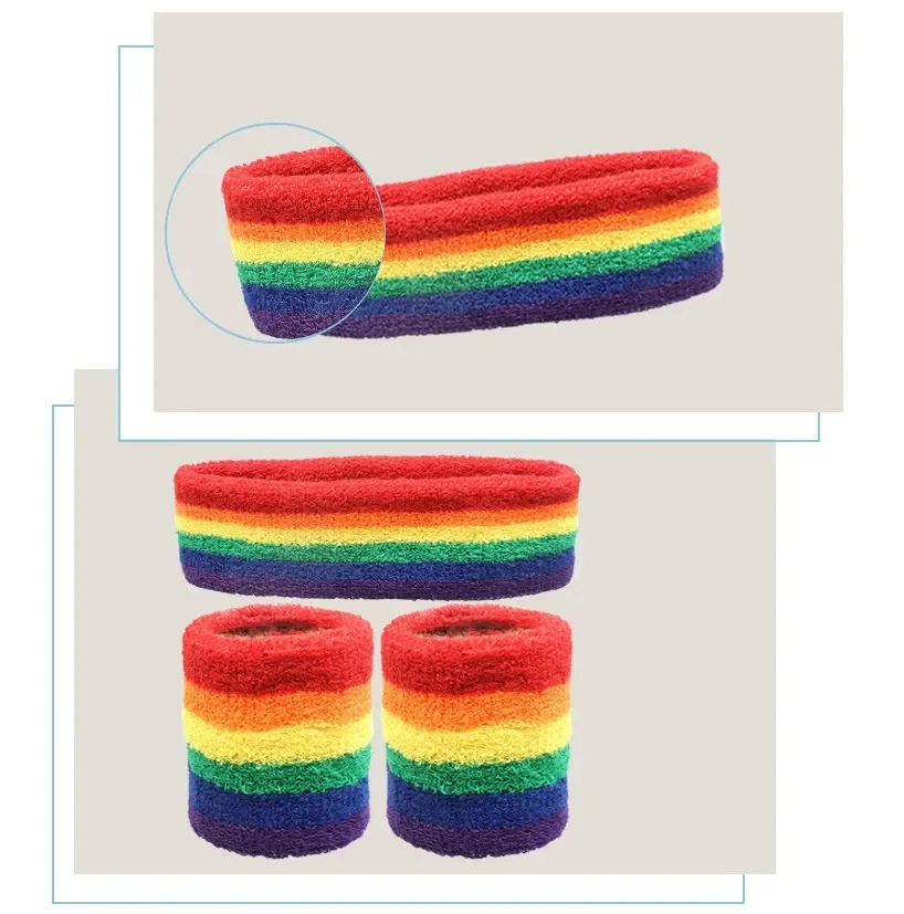 Fashion Sports Headband and Wristband Towel Set Sweatband Cotton Wrist Band Bracers for Women Men Cycling Gym Basketball Tennis - Image 3