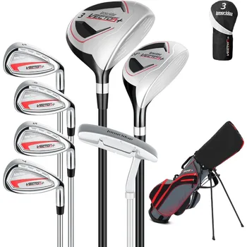 8 Pieces Complete Golf Club Set Full Set with Bag Fairway Wood Hybrid Irons Putter Lightweight Beginner Friendly Premium Qualit