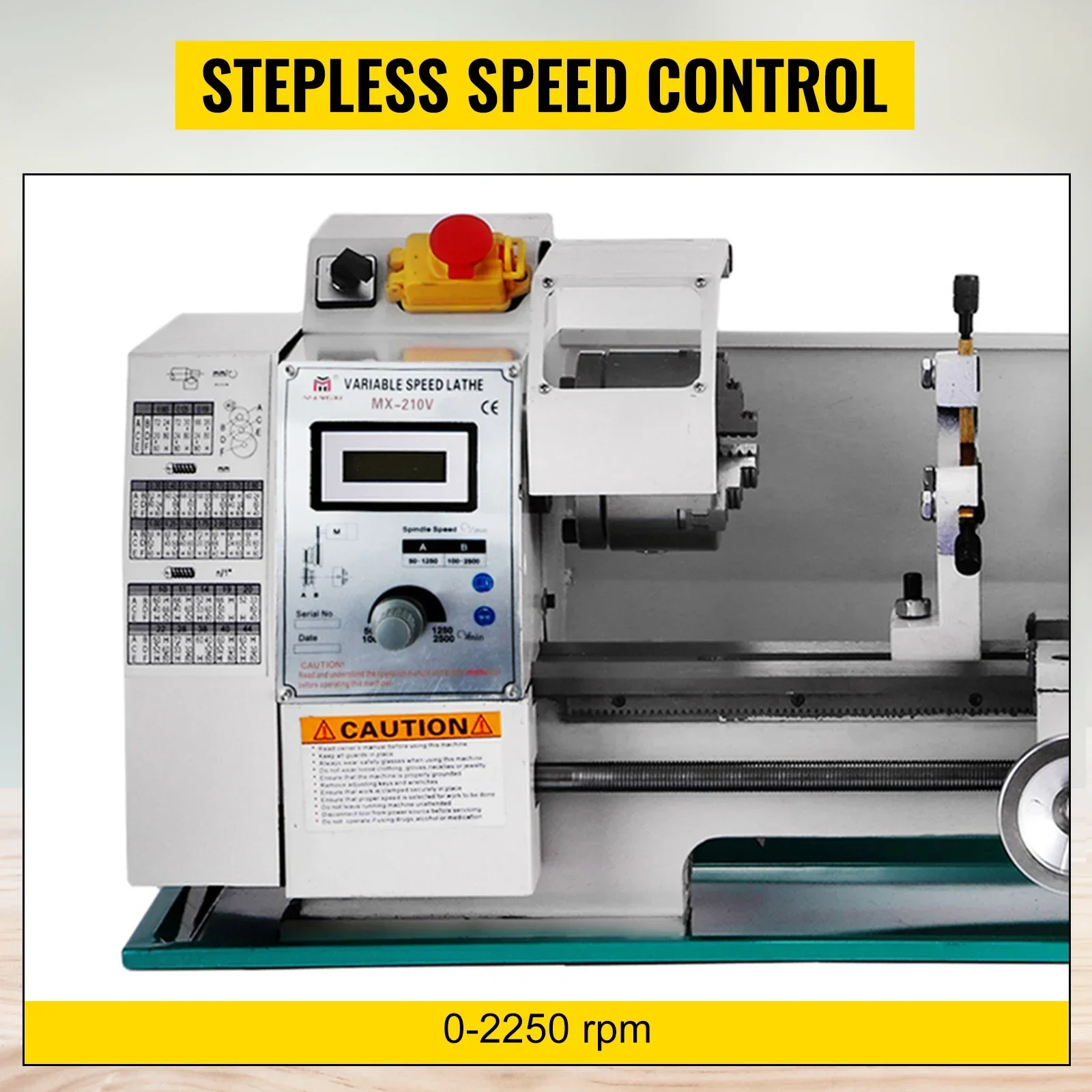 SIHAO Mini-Metalldrehmaschine 8 x 14 Zoll, Mini-Drehmaschine 2250 PRM variabler Geschwindigkeitswechsel, 600 W Metallbearbeitungsdrehmaschine, zum Metalldrehen – Detail 5