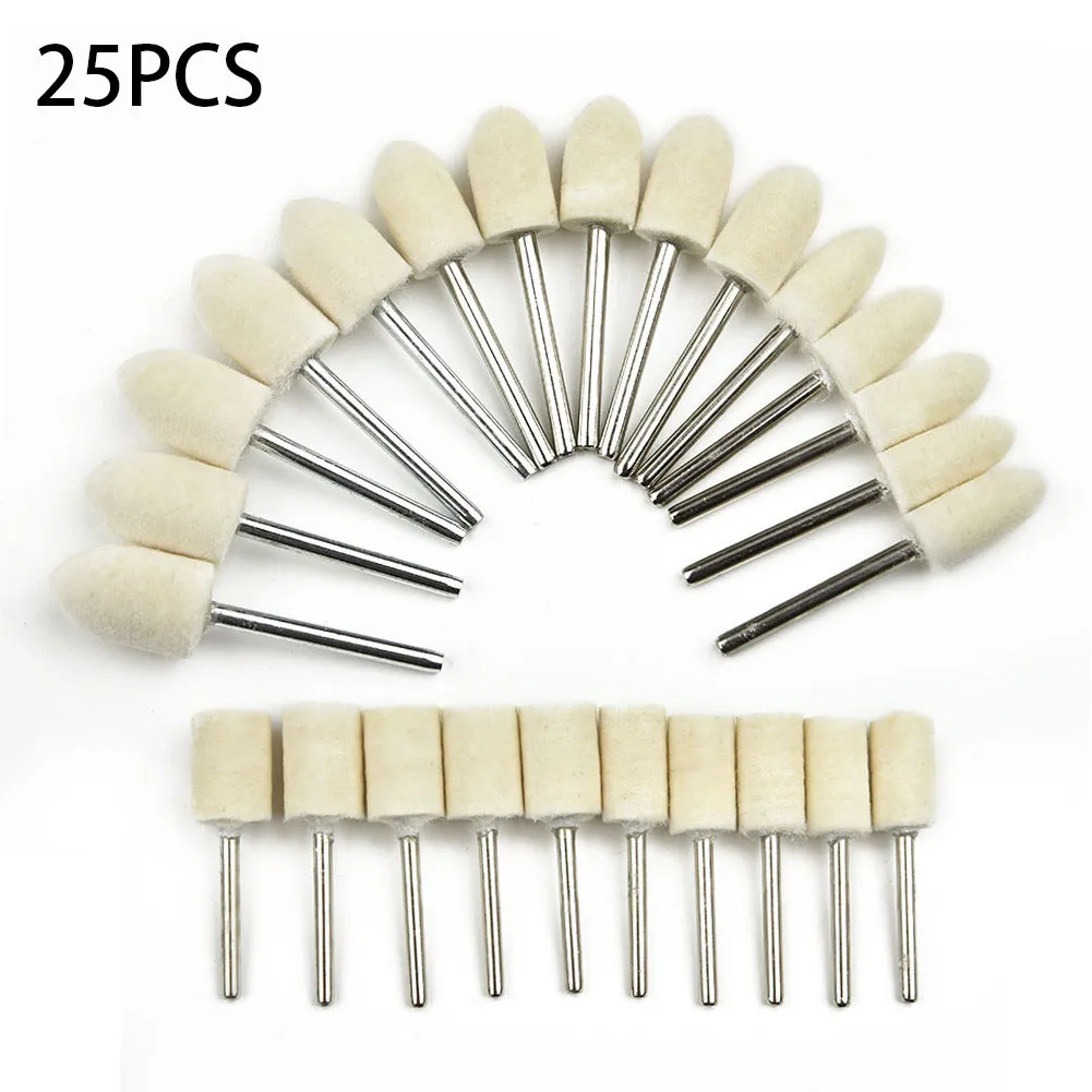 

25Pcs Felt Buffing Wheels Grinding Pad 3mm Shank For Dremel Rotary Tool Accessories Felt Polishing Buffer Pad Set