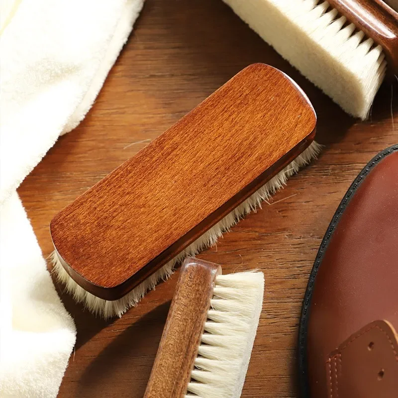 Shoe cleaner Shoe brush Shoe shining tool Shoe cleaning kit Shoe brush wool hair leather care shoe polish boot cleaner with wooden handle