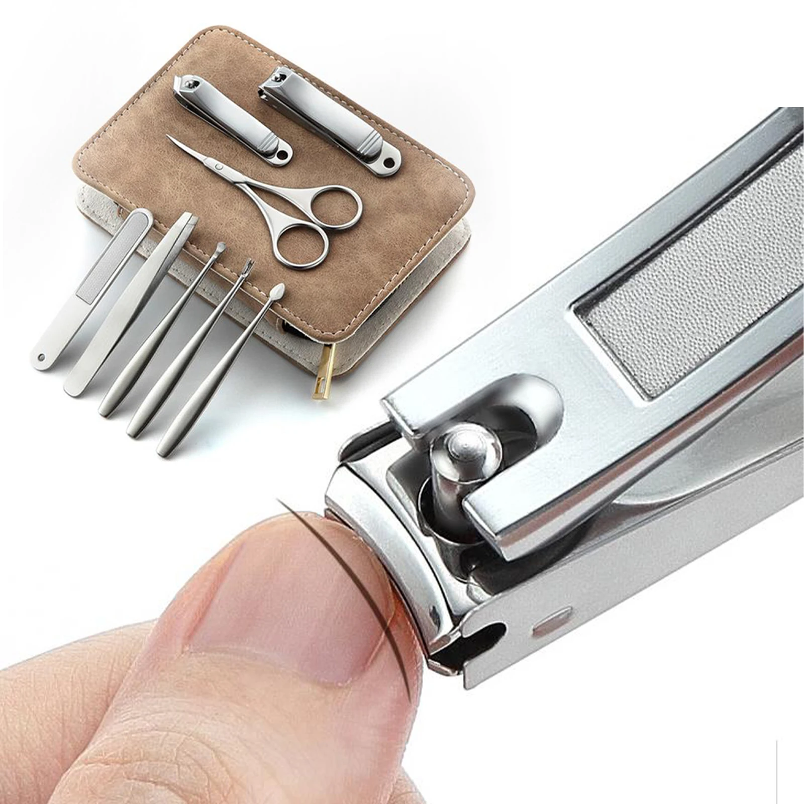

Sdatter Professional Manicure Kit 8PCS Stainless Steel Nail Clippers Set Pedicure Set Nail Grooming Kit Travel Nail Tool For Wom