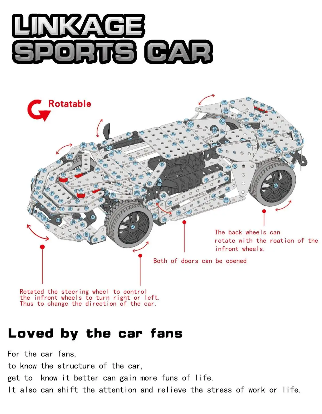 Extreme Supercar Lamborghini building blocks metal toys boys' highly difficult screws nuts metal 3D assembly models