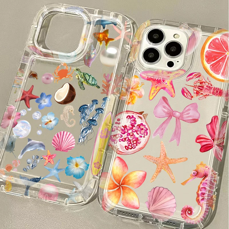 Blue Ocean Animals Clear Protective Phone Case