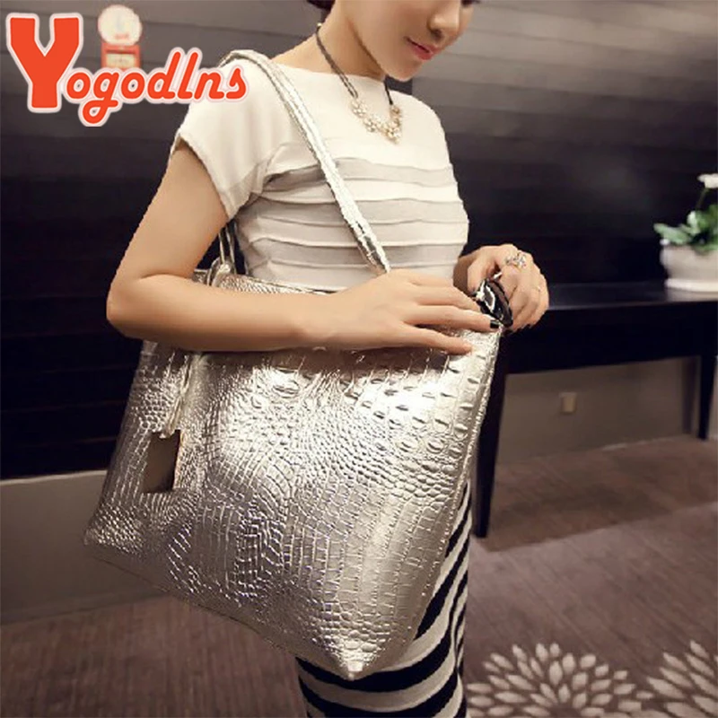 Yogodlns Bags Large Capacity One Shoulder PU CrossBorder Crocodile Pattern HandBag Foreign Trade Fashion Europe And The United
