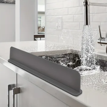 Paraspruzzi per lavello in silicone Lavabo da cucina Barriera per acqua Paraspruzzi per lavello con ventosa Adatto per cucina da laboratorio 1