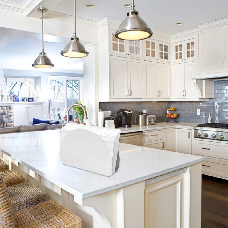 

Stainless Steel Freestanding Napkin Dispenser Semicircle Napkin Holder Cocktail Home Napkin Tissue Dispenser Holder