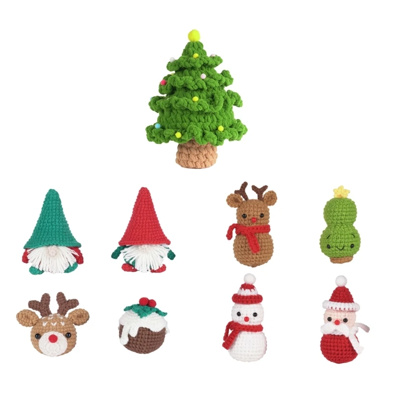 

X7YF Наборы для вязания крючком на рождественскую тему. Стартовые наборы для вязания крючком своими руками включают крючок и