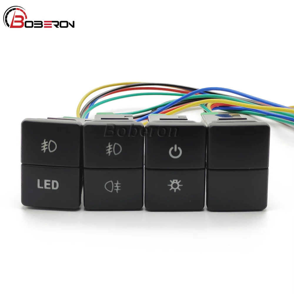 

1PC Car LED Light Front Rear Fog Light Switch Button with Connection Wire for Toyota Dual Key Switch