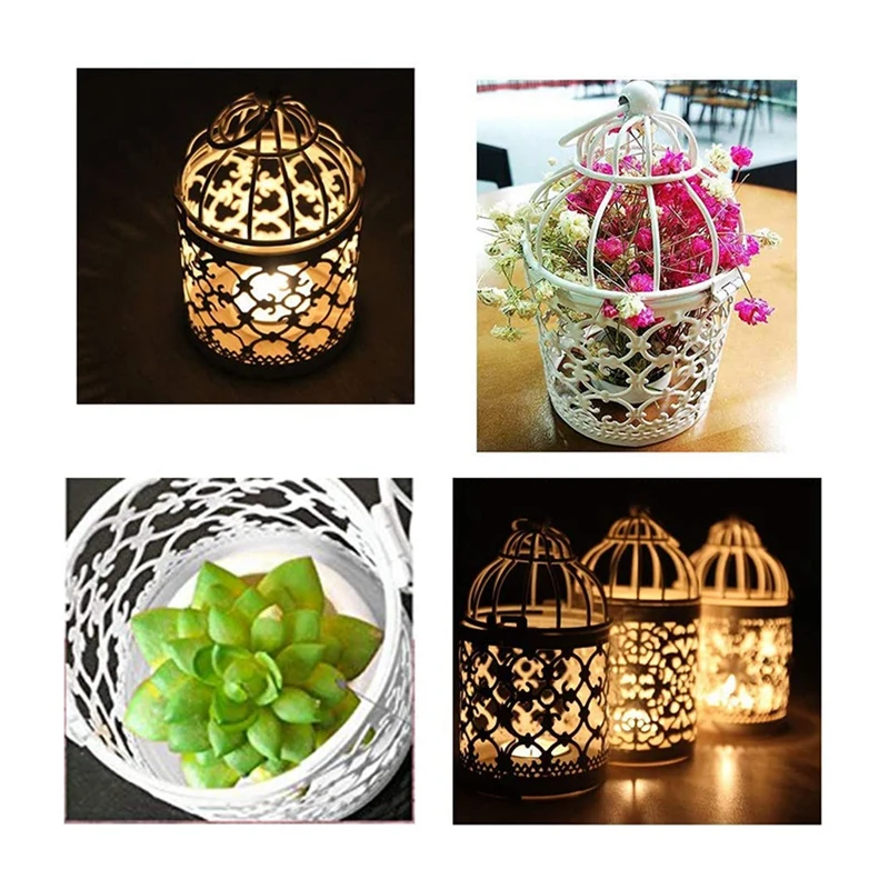 

Hot 6 Pcs Candle Tea Light Holders Metal Hanging Hollow Birdcage Lantern Vintage Decorative Centerpieces Of Wedding Party
