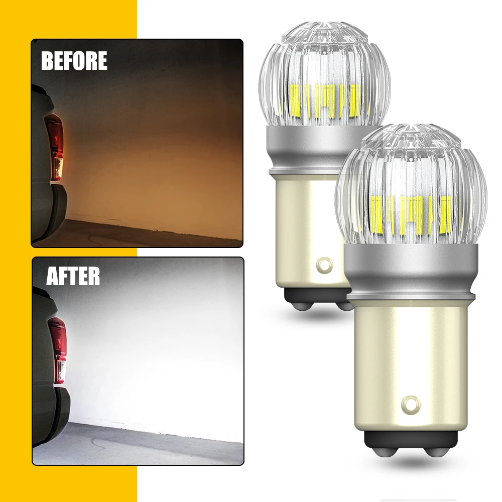 AUXITO 2X BAY15D 1157 LED Revers Bulbs DRL 6000K White Red Yellow 7507 P21/5W LED Brake Parking Driving Lamp With PC Cover 12V Super Bright