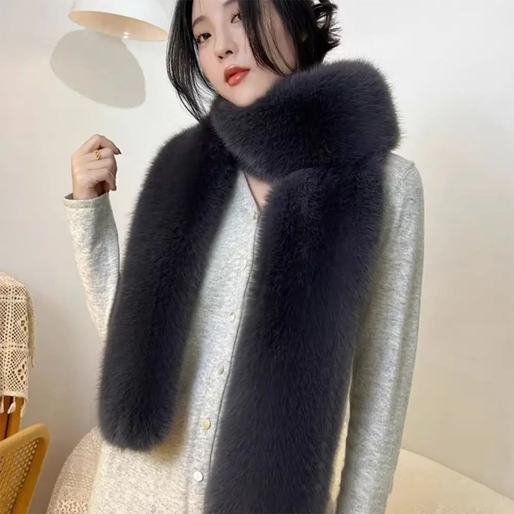 Fashion 6 Colors 180cm Fake Fur Long Scarf Thicked Fluffy  Luxury Wraps Shawl Vintage Neck Warmer Muffler Ladies Scarves