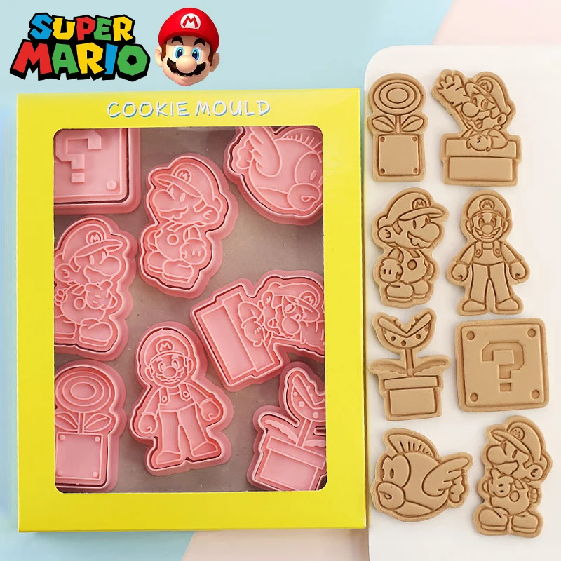 8Pcs Anime Super Mario Cookies Cutter Set Tools 3D Premendo Cookie Cookie Cookie Mold Strumenti Di Cottura Cucina Natale Regalo Di Halloween