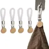4Pcs Braided Towel Hanging Clips Wear-resistant Space Saving Small Woven Rope Clamps Convenient Cotton Loop Hand Towel Hanger 4
