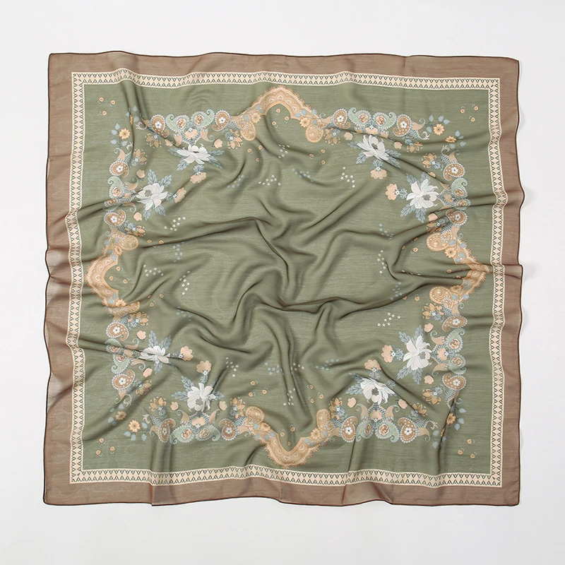 Luxury Silk Print Hair Scarf Women Floral Kerchief Neck Tie Hand Wrist Foulard Shawl Wraps Head Hijab Bandana Bag Accessoreis