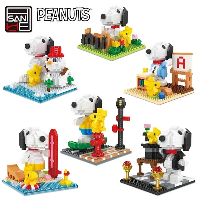 Snoopy Series Building Blocks Street View Mini Cartoon Character Scene Model Bricks Desktop Decoration Children DIY Toys Gifts 1