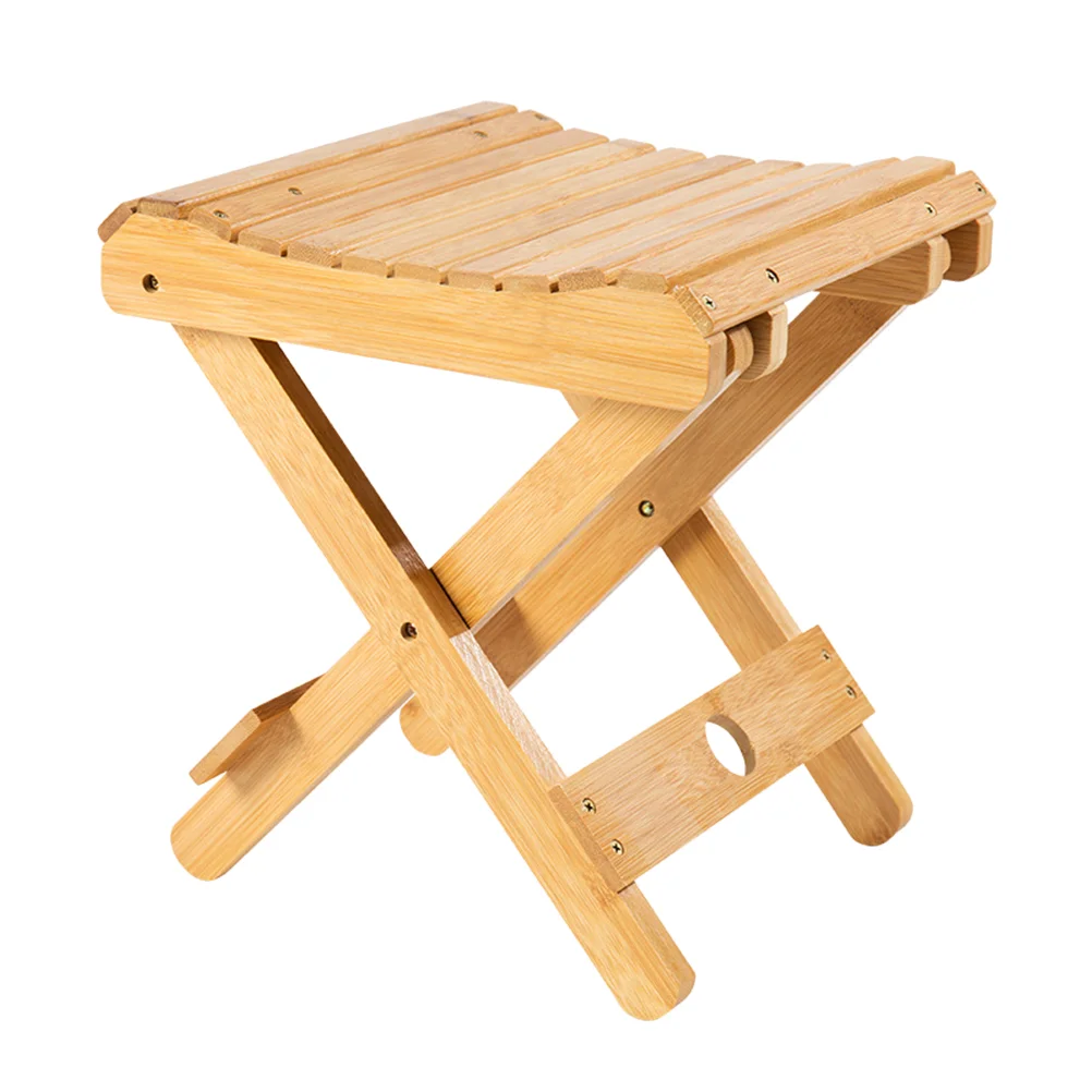 1PC Bamboo Folding Stool Portable Small Stool Multi-purpose Low Stools Chairs Solid Wood Outdoor Fishing Chair Small Household