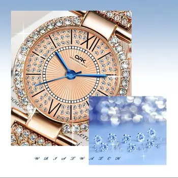 OPK 8618 Noble Women’s Watch Luxury Brand Diamond Roman Scale Waterproof dial Elegant temperament Quartz Women’s Watch