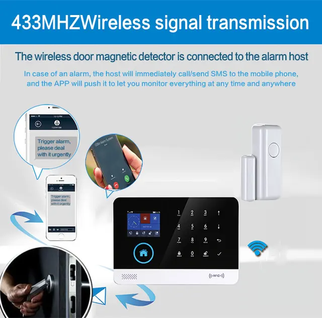 MULO Wireless Door & Window Sensors EV1527 Coding Mode RF 433MHz for Home Security Alarm System Home Burglar Alarm Kits PB-67R 2
