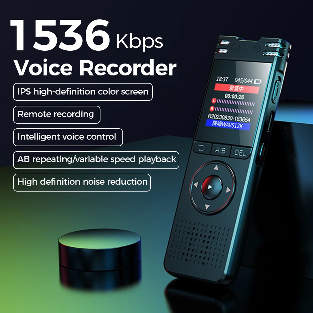 New Digital Voice Recorder With Playback Voice Activated Color Screen Sound Audio Recorder For Interview/Meeting/Class HIFI MP3
