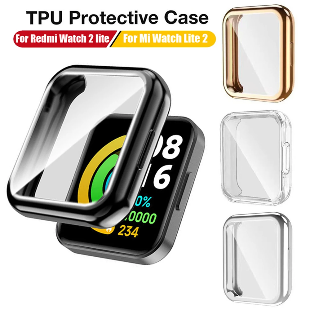 Plating TPU Protector Case For Xiaomi Mi Watch Lite 2 Watch Case Full Screen Protective Shell Cover Case For Redmi Watch 2 lite