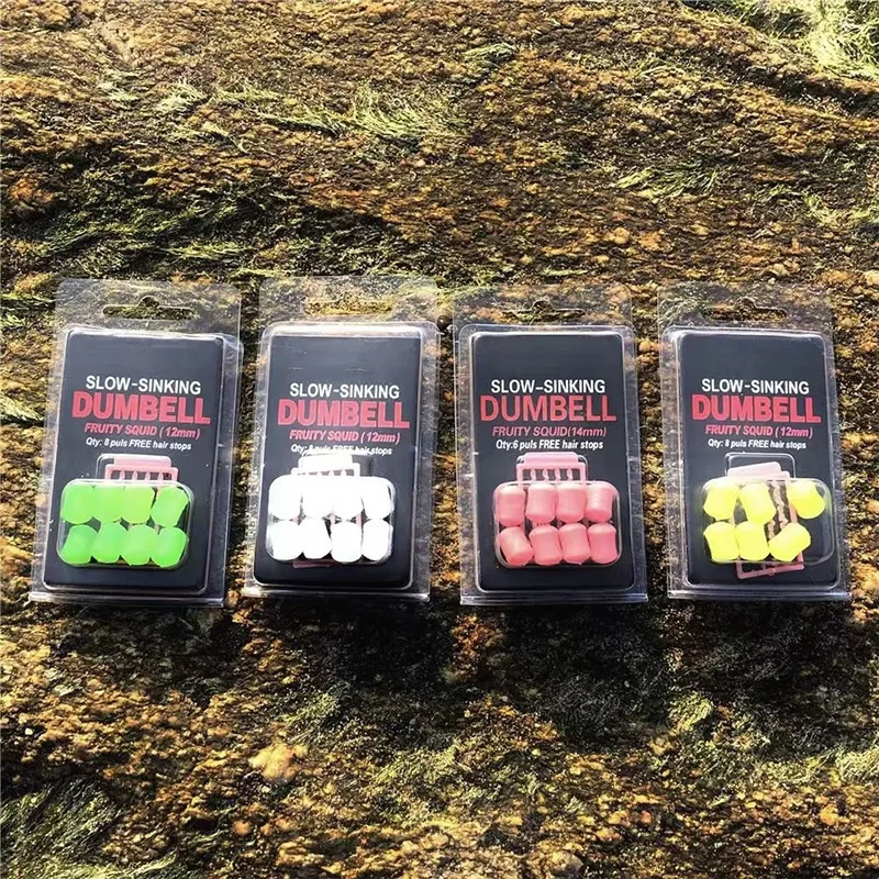 Boilie Carp Fishing Soft Bait Fruity Squid Fake Food PopUp Boilie Slow Sinking Dumbells Lure Squid Flavour Artifical Bait 