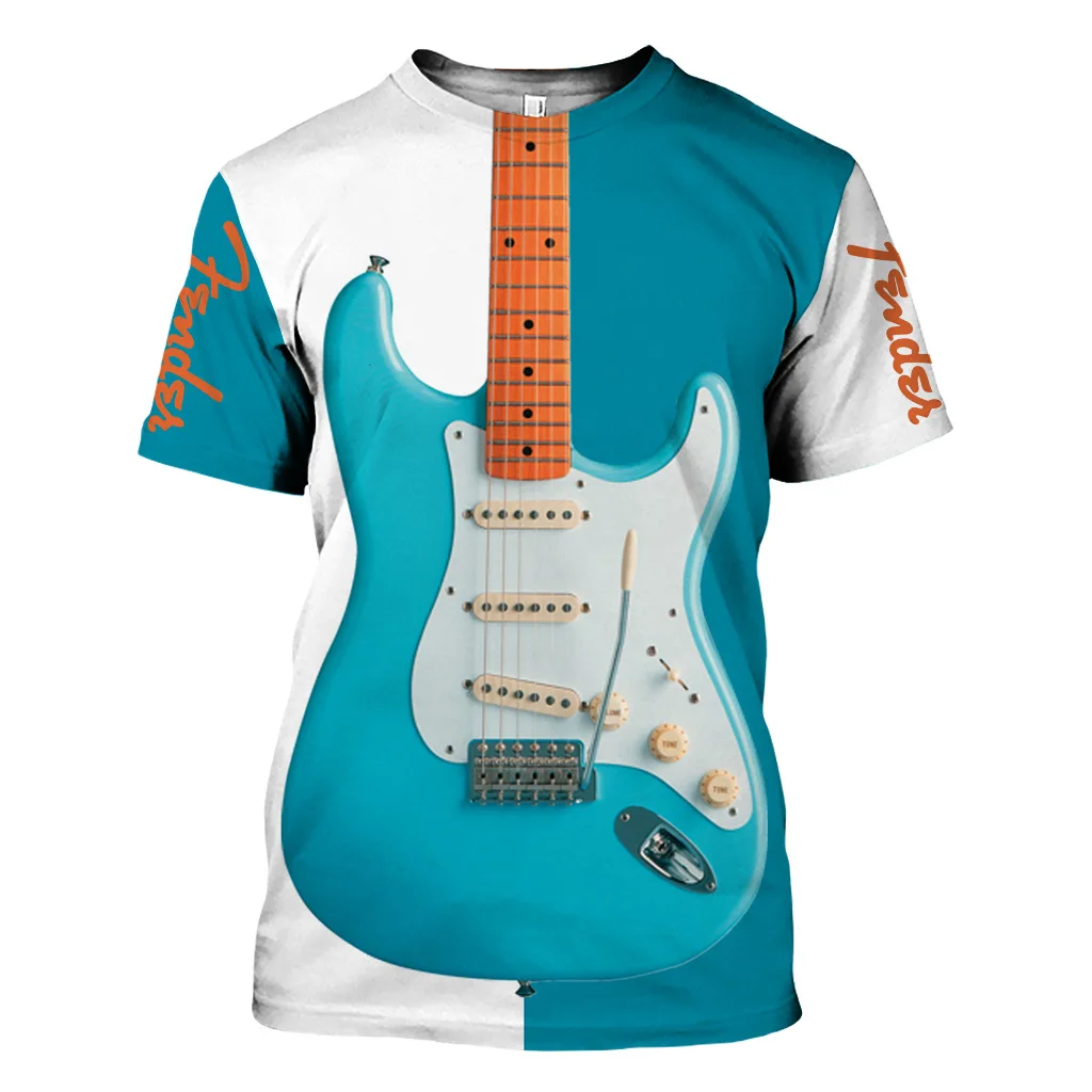 

Jazz Men's T-Shirt 3D Print Sax Guitar Clarinet T Shirt Classic Music Fashion Short Sleeve Hip Hop Tee Pop Loose Casual T-Shirt