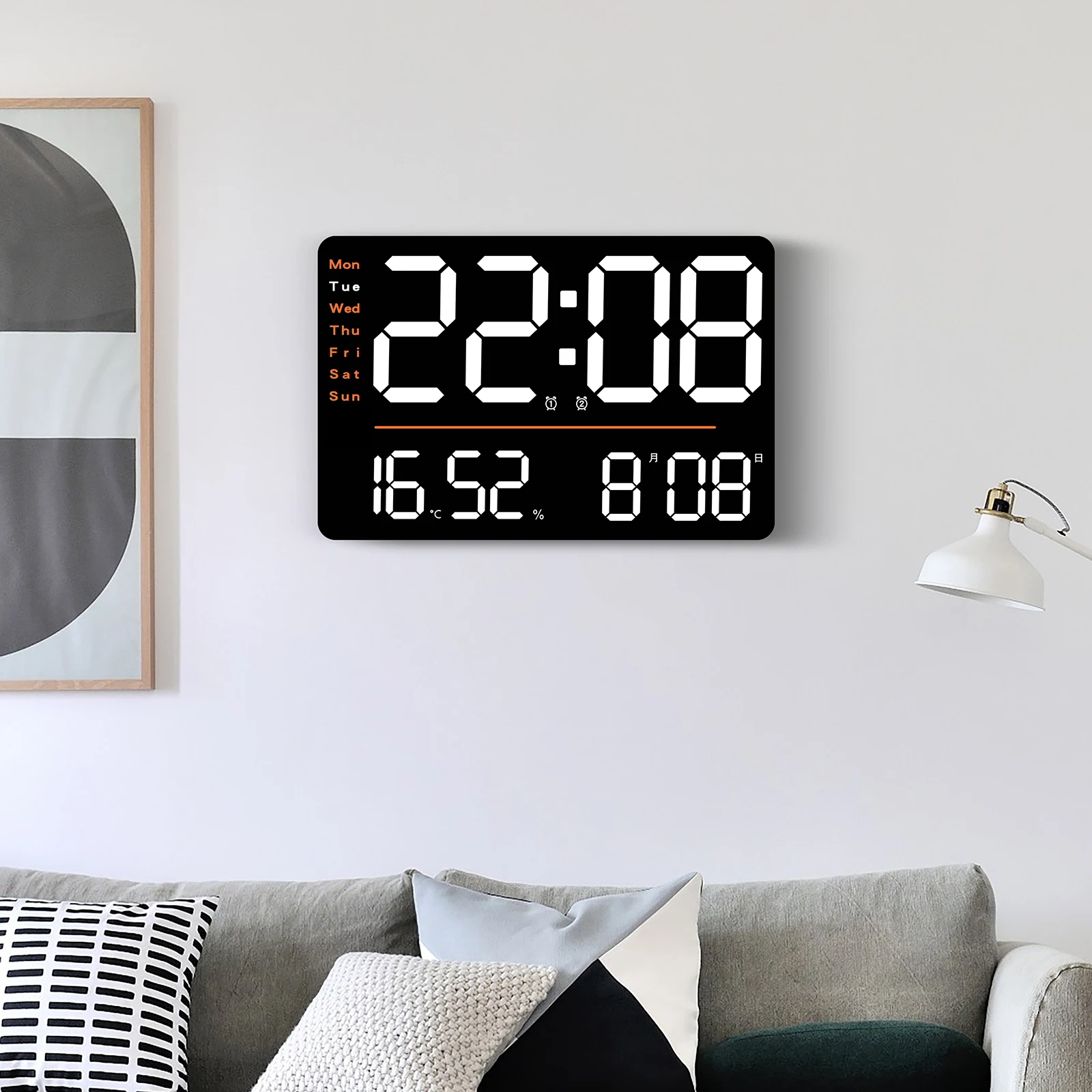 

Светодиодные цифровые настенные часы с дистанционным управлением Регулируемая яркость Температура Влажность подключаемый к использованию электронный будильник домашний декор