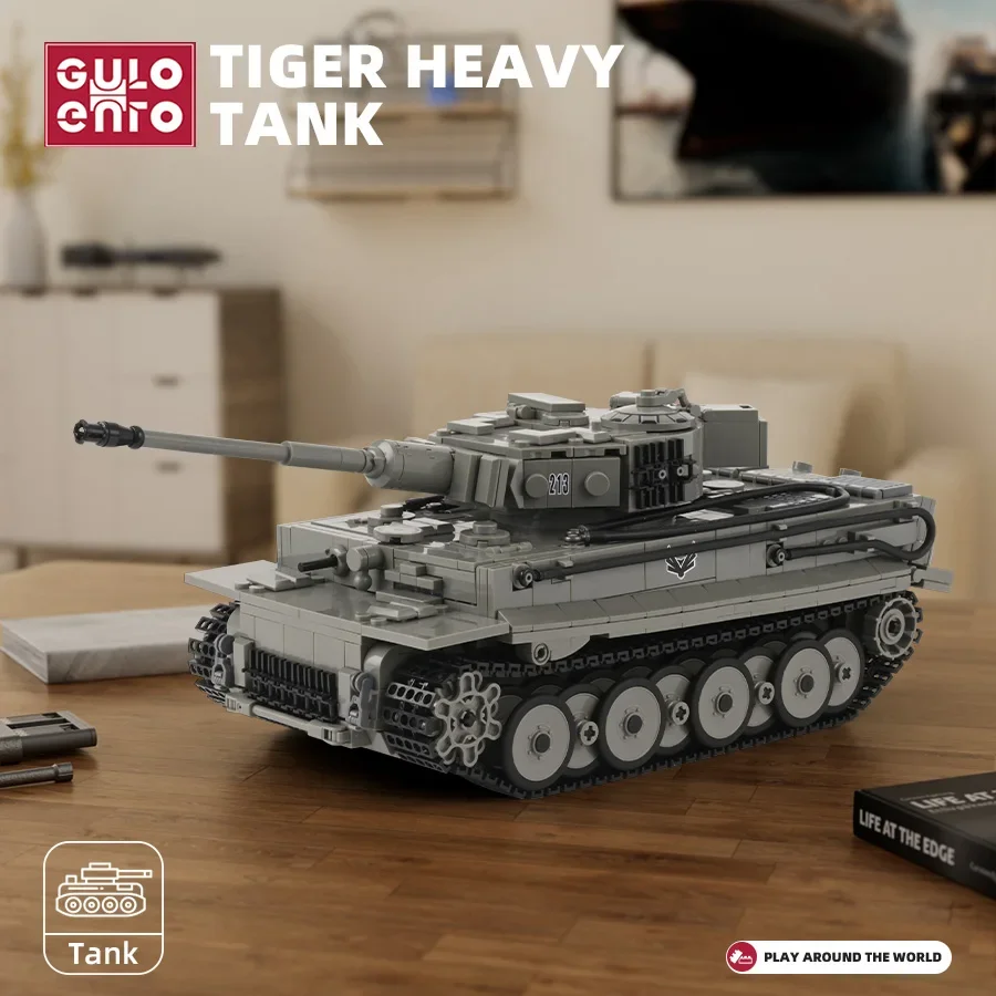 

GULOGULO Tiger Heavy Tank Military Building Blocks WW2 German Weapon Assembly Model Army Soliders Bricks Kids Toys Gifts for Boy