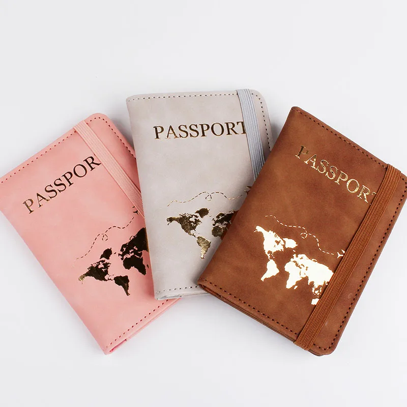

Lover Couple Passport Cover Hot Stamping Simple Globe Map High Quanlity Travel Wedding Passport Cover Holder Wedding Gift