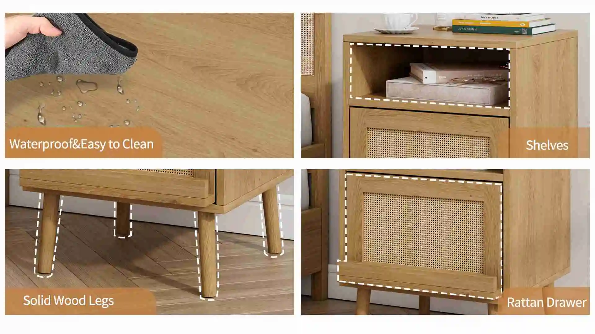 1Pc Nightstand Bedside Coffee Sofa Tea Table Storage Closet Chest Clothes Display For Bedroom Drawers Cabinet Furniture