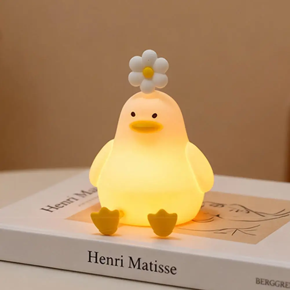 Cute Duck Led Night Light Squishy Silicone Lamp Bedroom Bedside Table Rechargeable Touch Lamp Bedroom Decor Novelty Gifts